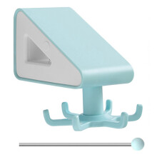 (a-Light Blue) 360 Rotatable Spoon Hook Rack Towel Rag Hanger Wall Mounted Towel Holder Organizer Kitchen Bathroom 6 Hooks Storage Rack