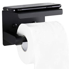 (a-black) Stainless Steel Paper Towel Holder with Shelf Bathroom Accessories Shelves Toilet Paper Holder Stand Holder Easy To Install