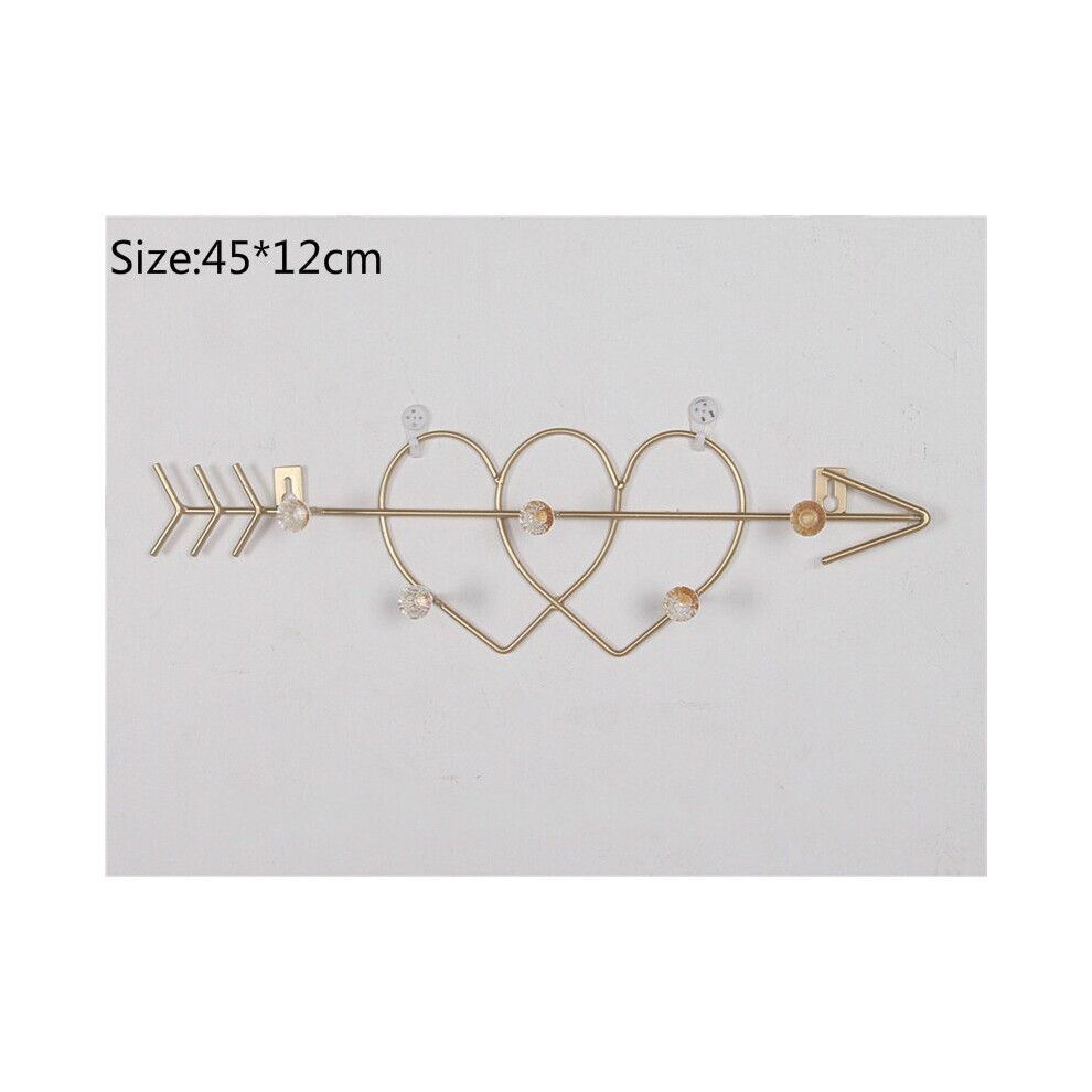 (a-Gold Double Heart) Iron Key Holder Wall Hooks for Clothes Hat Coat Scarf Hanging Bathroom Towel Hanger Organizer Racks Home Kitchen Display Rack-image-OPC-PCBYD9S-NEW