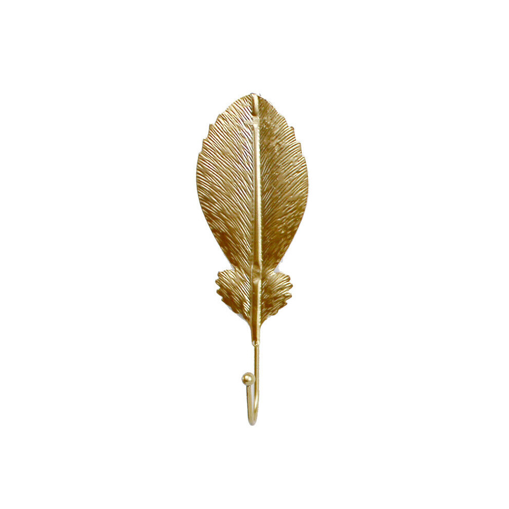 (a-Golden A) Plus Size Iron Wall Hook Leaf Shape Nordic Style Coat Rack Key Holder Wall Hanger for Kitchen Bathroom Door Towel Hanging Hooks-image-OPC-PCBYDZY-NEW