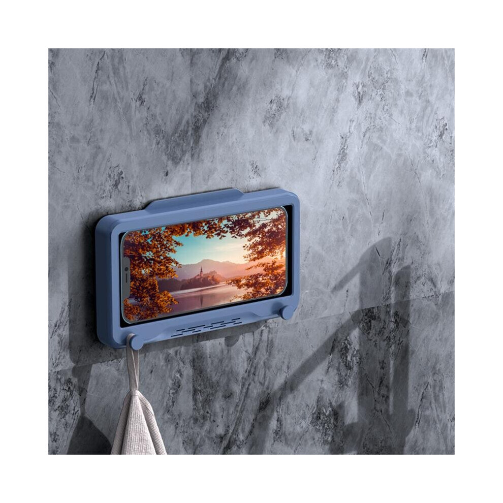 (a-rotatable blue) Bathroom Phone Case Punch Free Shower Phone Holder Waterproof Home Wall Toilet Storage Boxes Mobile Phone Box Wall Hanging-image-OPC-PCBYFHQ-NEW