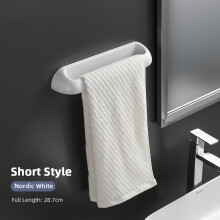 (a-28cm white) ABS Self Adhesive Towel Holder Rack Wall Mounted Towel Hanger Bathroom Towel Bar Shelf Roll Holder Hanging Hook Shoes Organizer