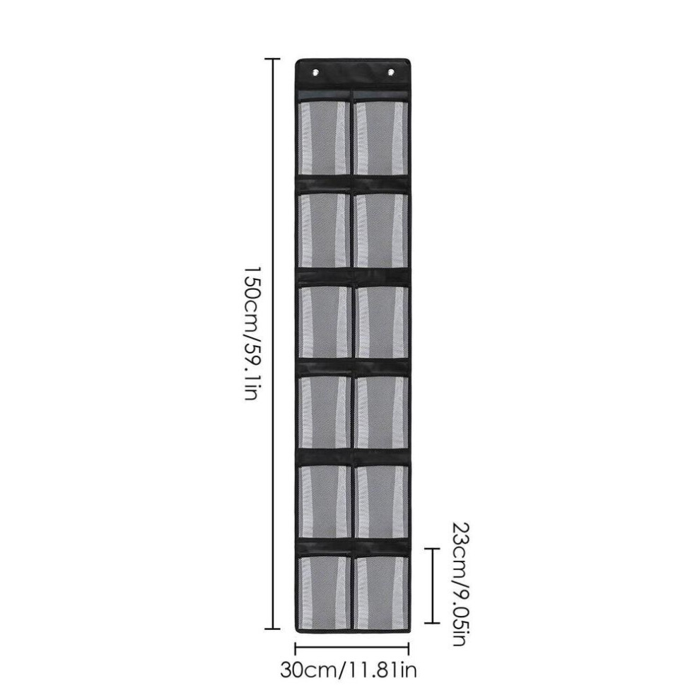 (a-B) Over Door Mesh Organizer Space Saving Over The Door Pill Box Organizer Hanging Rack With 12 Pockets Lightweight Door Hanger
