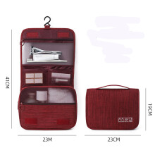 (a-Wine Red) Foldable Hanging Travel Cosmetic Organizer Bag Unisex Waterproof Toiletry Storage Bag Hanging Dry and Wet Separation Storage Bag