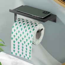 (a-black1) Aluminum Toilet Paper Holder Shelf With Tray Kitchen Wall Hanging Punch-Free Phone Paper Roll Holder Bathroom Accessories