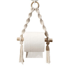 (a-A) Hotel Vintage Bathroom Organizer Hanging Rope Nordic Hand-Woven Punch Free Rack Tapestry Macrame Towel Toilet Paper Holder