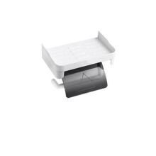 (a-B) Self Adhesive Toilet Paper Holder with Tray Phone Shelf Wall Mounted Tissue Roll Storage Dispenser Bathroom Washroom Organizer