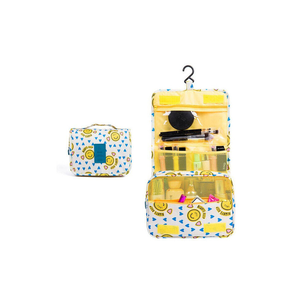 Dechoicelife Yellow (A- Smiley) Hook Cosmetic Bags For Women Travel Makeup Pouch Waterproof Toiletries Storage Bag Ladies Neceser Make Up Organizer Beauty Bag