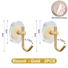 (a-gold 2pcs) 1-3PCS Self-adhesive Gold Hooks Acrylic Bathroom Hooks for Hanging Adhesive Wall Hooks Towel Holder Bathroom Accessories