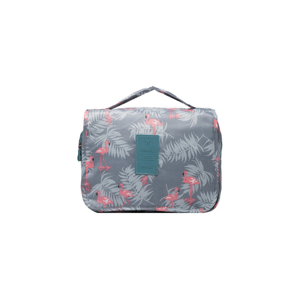 Dechoicelife Grey (A- Flamingo) Hook Cosmetic Bags For Women Travel Makeup Pouch Waterproof Toiletries Storage Bag Ladies Neceser Make Up Organizer Beauty Bag