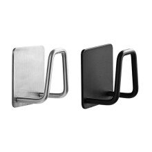 (a-Silver and Black) 2x Kitchen Stainless Steel Sink Sponges Holder Self Adhesive Drain Drying Rack Kitchen Wall Hooks Accessories Storage Organizer