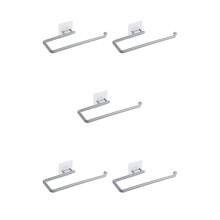 (a-Grey 5PCS) 1/2/3/5 Kitchen Paper Holder Plastic Wall Mount Self-adhesive Towel Washcloth Rack Bathroom Movable Hanging Shelf Grey