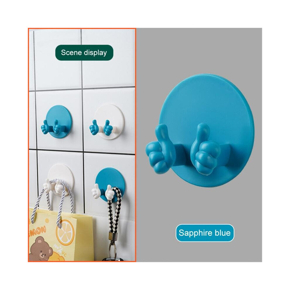 (a-blue) Self-adhesive Thumb Hook Punch Free Plug Hanger Wall Hooks Key Holder Towel Razor Rack Home Kitchen Bathroom Multipurpose Hooks-image-OPC-PCBYPTT-NEW