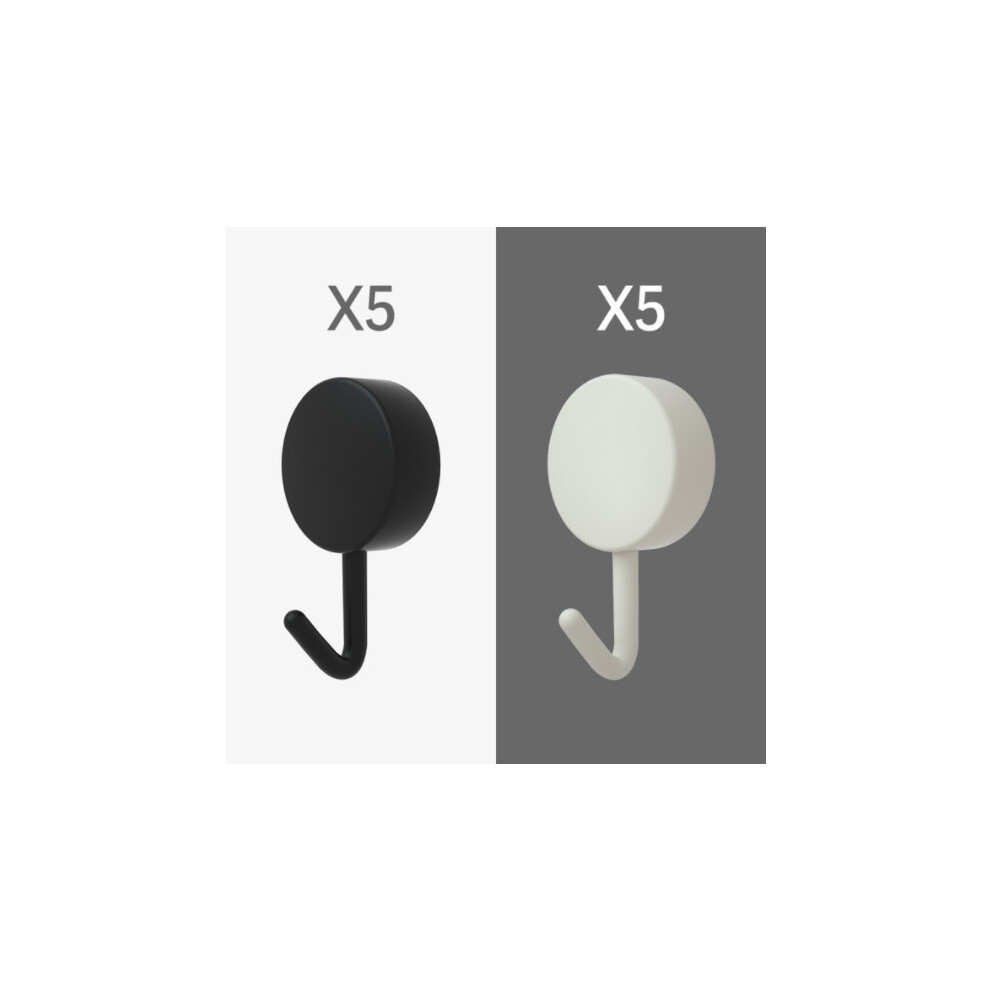 (a-Black White) 10Pcs Self Adhesive Wall Hook Strong Without Drilling Coat Bag Bathroom Door Kitchen Towel Hanger Hooks Home Storage Accessories-image-OPC-PCBYQ9R-NEW