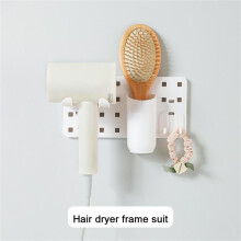(a-Hair Dryer Holder) Self-adhesive Storage Organizer ABS Wall Hanging Hook Punch-free Storage Hook Bathroom Accessories Plastic Home Gadget