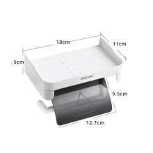 (a-Graphite Grey) Roll Paper Holder Metal Tissue Shelf Hanging Wall Bathroom Paper Holder Non Perforated Home Towel Storage Rack Black White