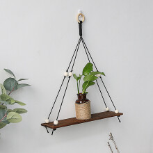 (a-wall shelf M0693) Wood Shelf Macrame Wall Decor Boho Shelf Organizer Home Decor Floating Shelves for Wall Bathroom Decor Plant Stand Shelving
