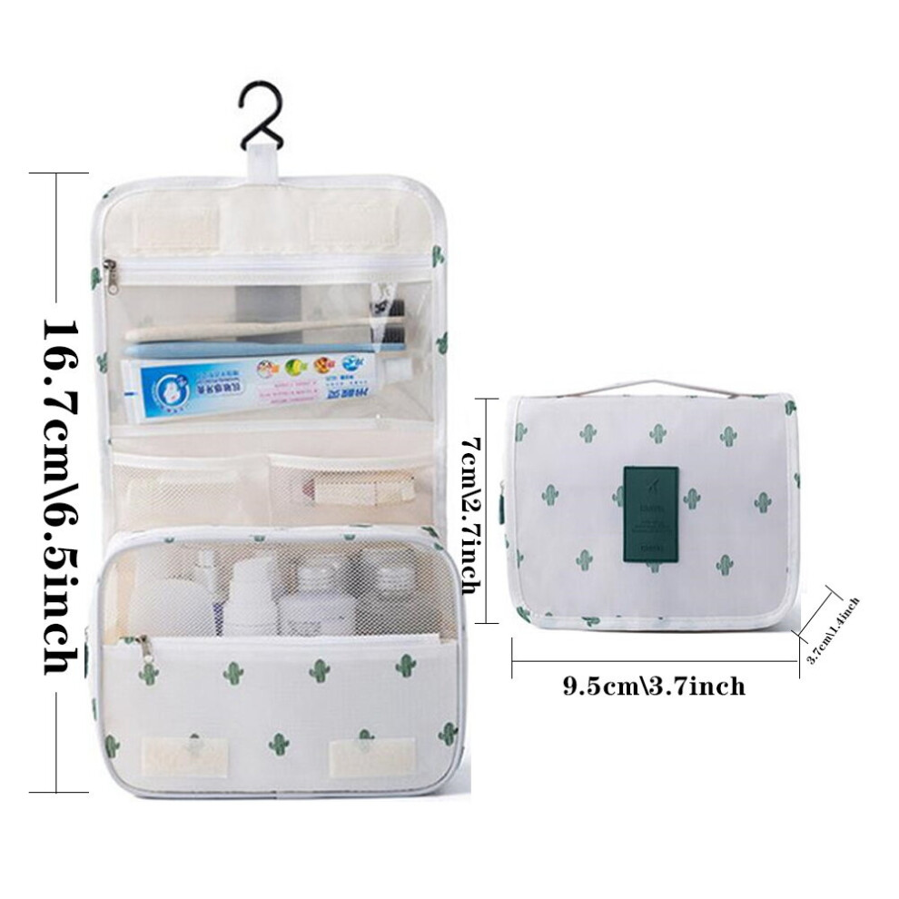 Dechoicelife (A-Cactus) Women Makeup Bags Travel Cosmetic Bag Hanging Bathroom Toiletries Organizer Waterproof Toiletry Pouch Storage Neceser Wash Bag