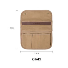 (a-32x23.5cm Khaki) Fishing Chair Arm Storage Bag Beach Chair Hanging Canvas Storage Bags Multi Pocket Organizer For Outdoor Camping