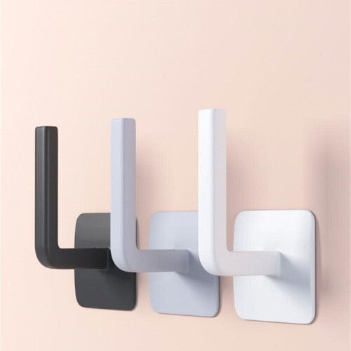 (a-grey) New Hole Free Hook Traceless Strong Adhesive Hook L-type Multifunctional Clothes Hanger Wall Hook Wall Kitchen Creative Hook 1