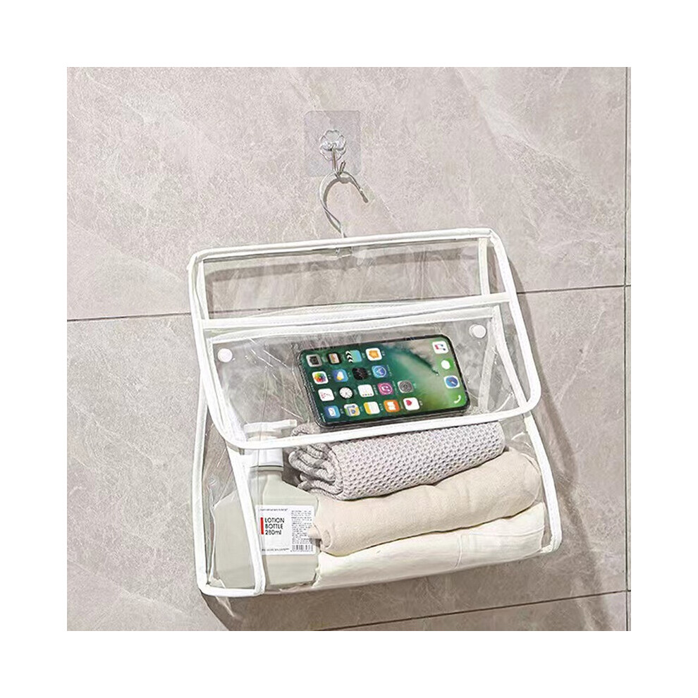 (a-White Large) PVC Waterproof Hanging Makeup Bag Wall Hanging Organizer Storage Bag Bathroom Shower Accessories Towel Clothes Organizer-image-OPC-PCBYT98-NEW