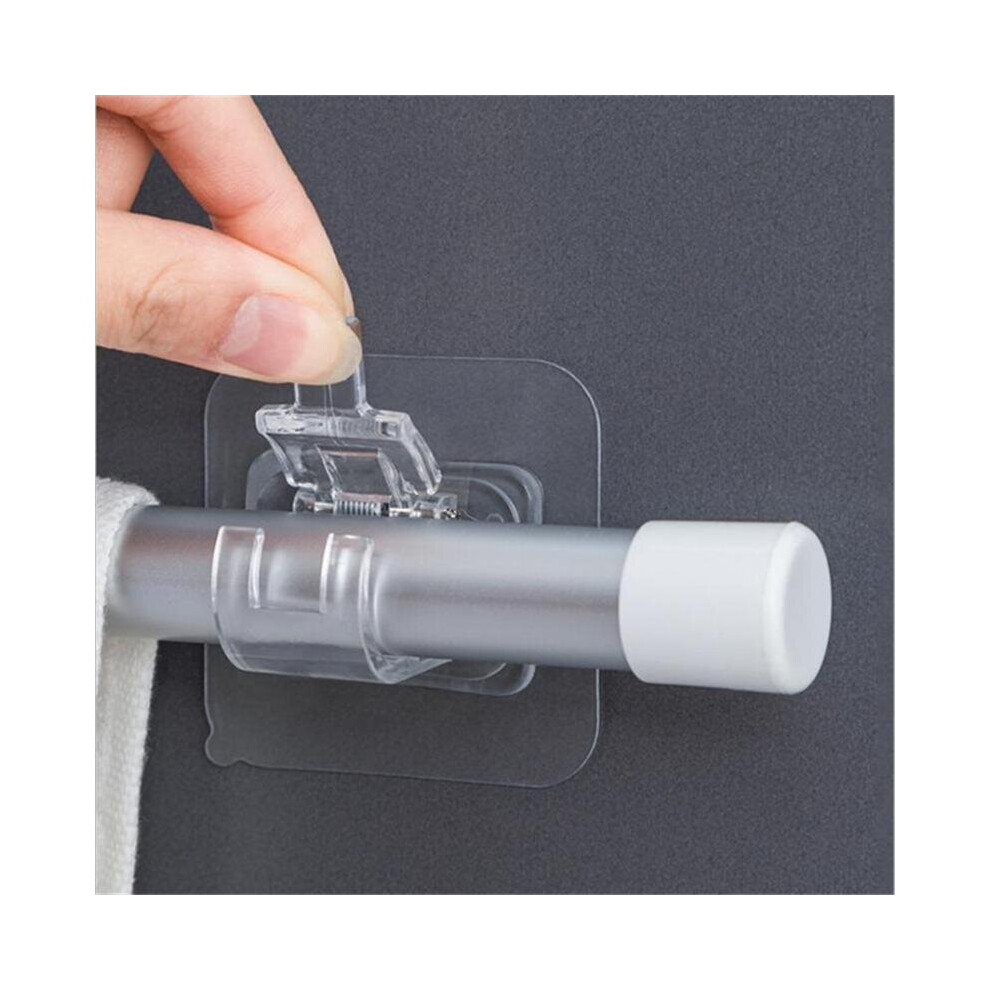 (a-2pcs transparent) Self Adhesive Curtain Holder Hanging Rod Brackets Organized Pole Holders Bathroom Towel Bar Hook Support Rail Clamps Fixed Rack-image-OPC-PCBYT8M-NEW