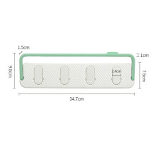 (a-white green) Bathroom Towel Storage Rack with Hooks Towel Holder Self-adhesive Multi-functional Home Kitchen Organizer Cleaning Cloth Shelf