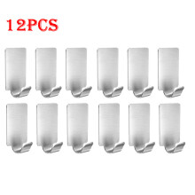(a-12PCS) 12PCS Adhesive Stainless Steel Towel Hooks Towel Racks Wall Hooks for Kitchen Bathroom Self-Adhesive Stainless Steel Hook