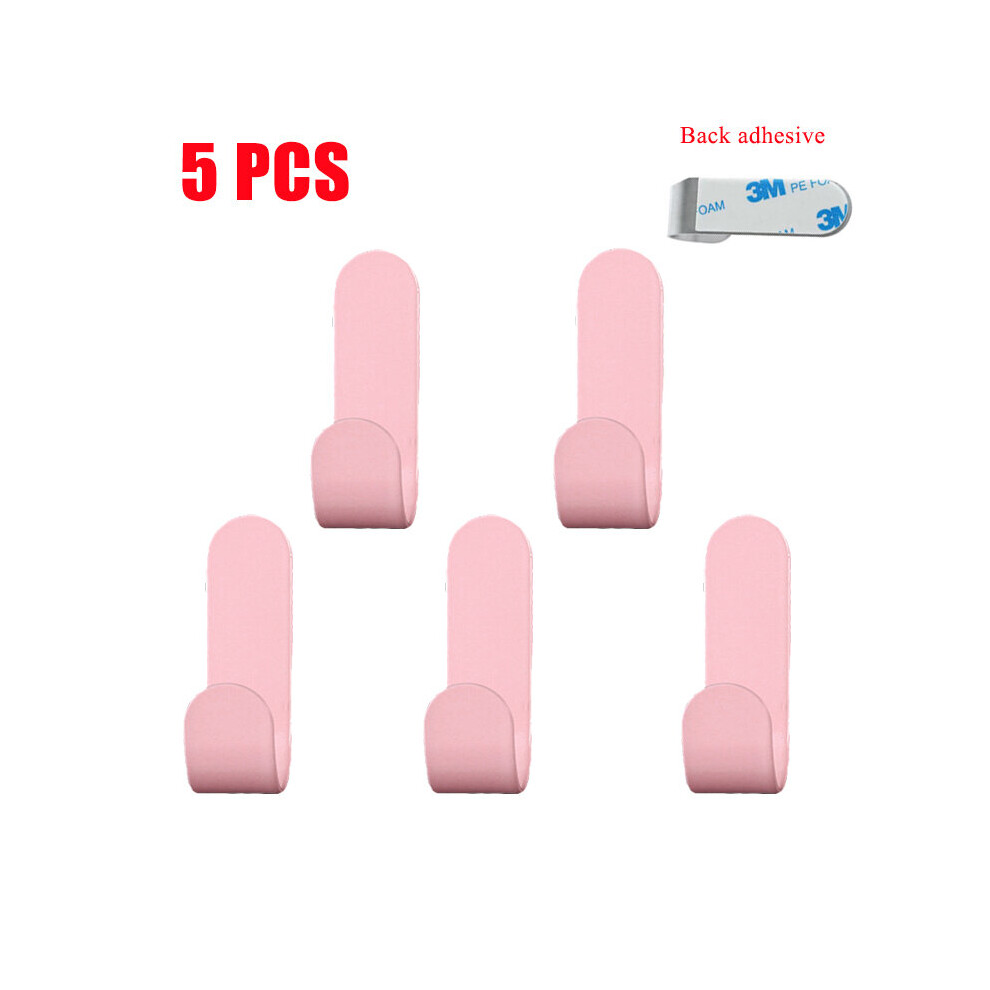 (a-Pink - 5 PCS) Multi-purpose Wall Organizer Hook Behind-door Key Cloth Hanger Hook Bathroom Robe Towel Holder Rack Kitchen Hardware Shelf Hook-image-OPC-PCBYV7B-NEW