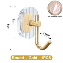 (a-gold 1pcs) 1-3PCS Adhesive Wall Hooks Acrylic Shower Hooks for Hanging Gold Self-adhesive Hooks Towel Holder Bathroom Accessories