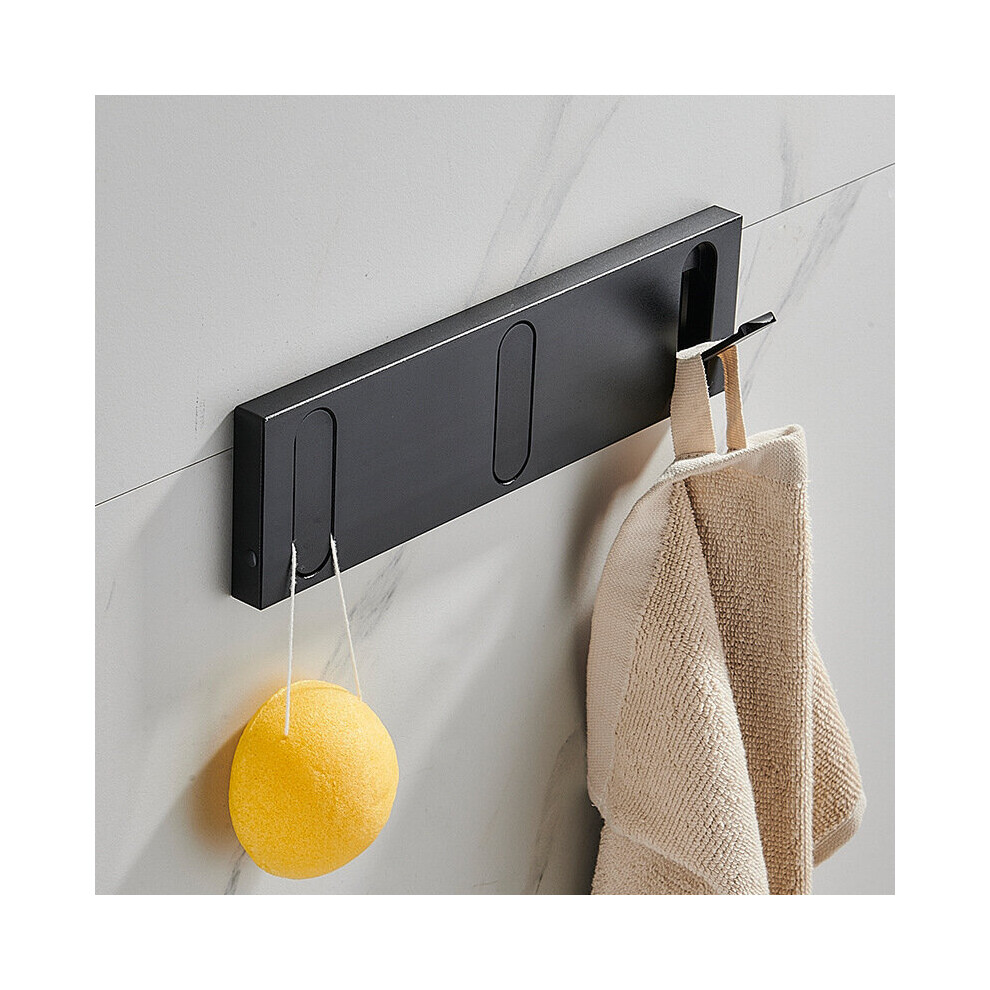 (a-Black 3 Hook) Folding Towel Hanger Installation Wall Hooks Coat Clothes Holder for Bathroom Kitchen Bedroom Home Storage Hanging Accessories-image-OPC-PCBYY88-NEW