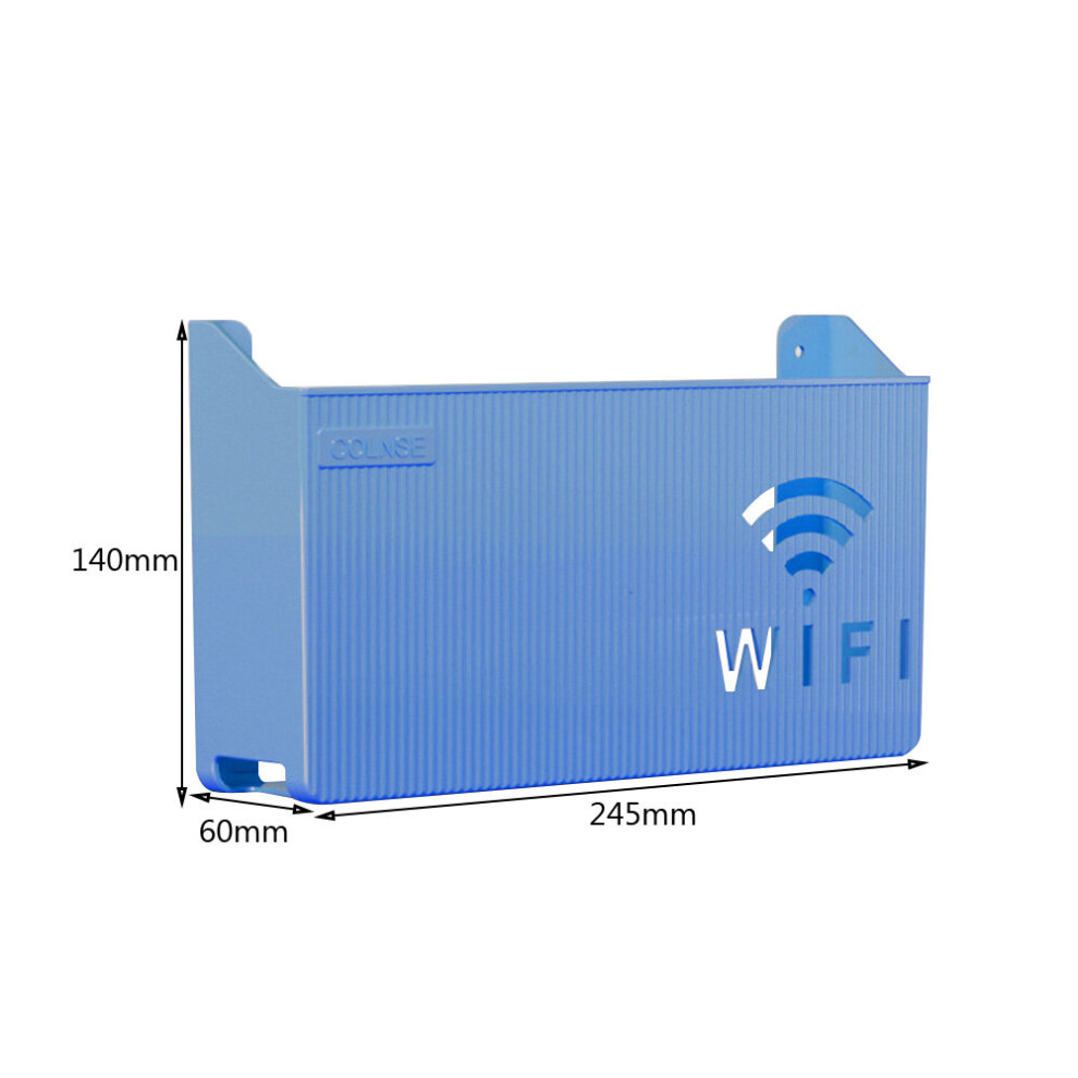 (A-Blue) Wall Hanging Shelf Socket Plug Punch-Free Cable Box Wall Shelf Hanging Plug Bracket Set-Top Box Organizers 4854327912784