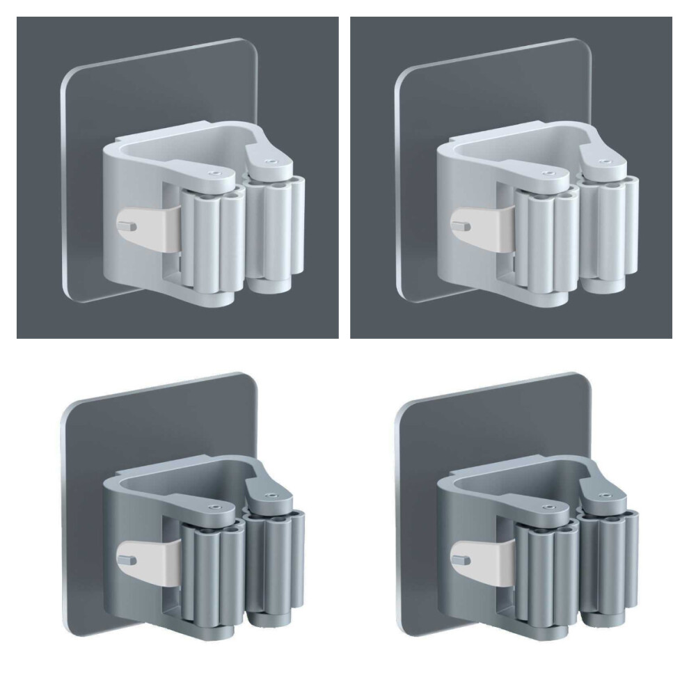 (a-2gray and 2white) 2/4PCS Home Storage Rack Bathroom Suction Hanging Pipe Traceless Hooks Wall Mounted Mop Organizer Holder Waterproof Broom Hanger-image-OPC-PCBZ6GT-NEW