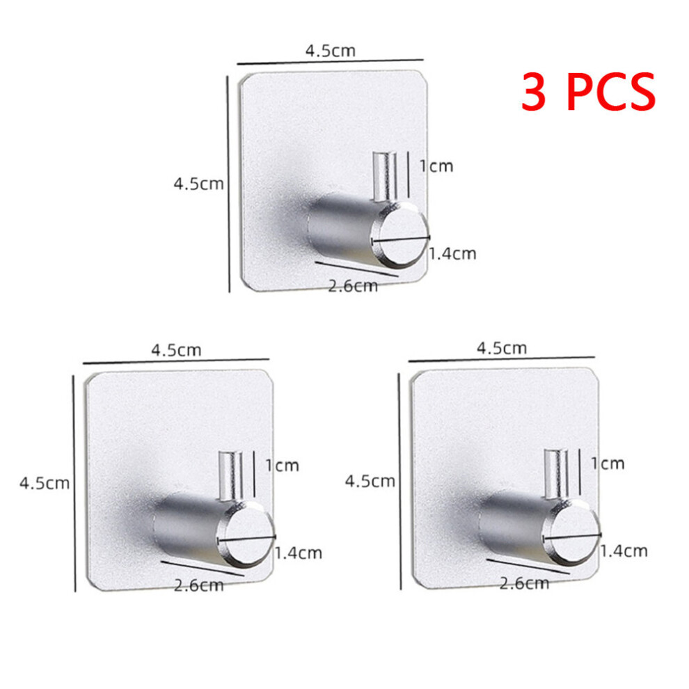 (a-3PCS Silver) 1-3PCS Wall Hook Strong Without Drilling Punch Free Clothe Bag Bathroom Door Kitchen Towel Hanger Hooks Home Storage Accessories-image-OPC-PCBZ7MK-NEW