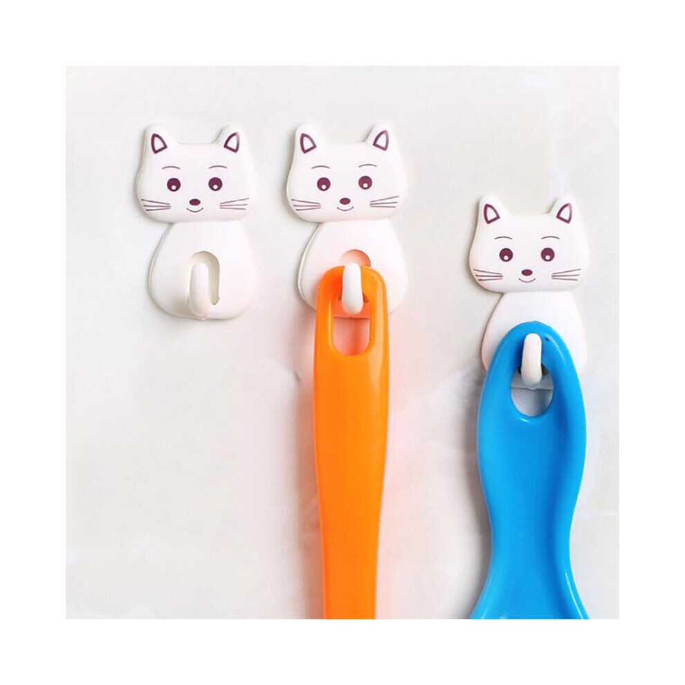 3Pcs/set Cartoon Cat Door Hooks Durable Self Adhesive Wall Decor Hooks For Kitchen Spoon Sundries Hanger Bathroon Towel Hook-image-OPC-PCBZ82B-NEW