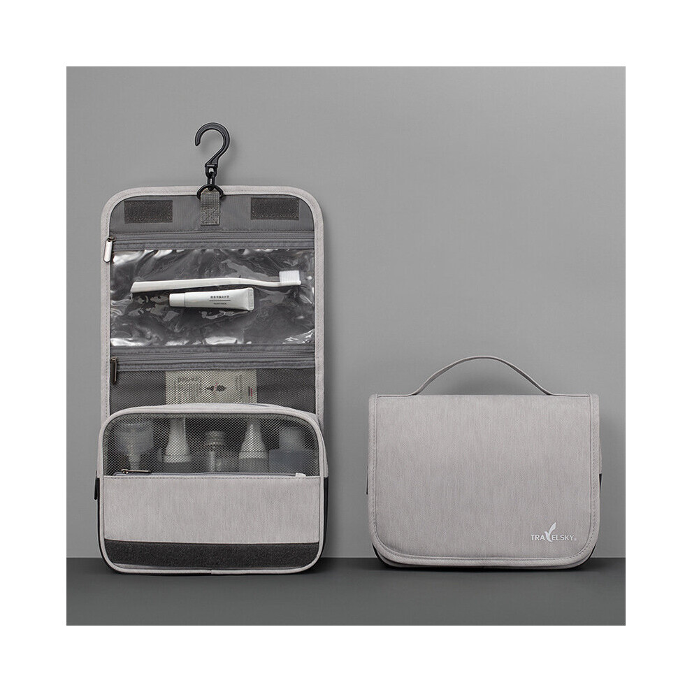 (a-B-(Gray)) Men's High Quality Wash Bag Bathroom Hanging Organizer Toiletry Bags Travel Portable Life Supplies Essential Large Make Up Pouch-image-OPC-PCBZ986-NEW