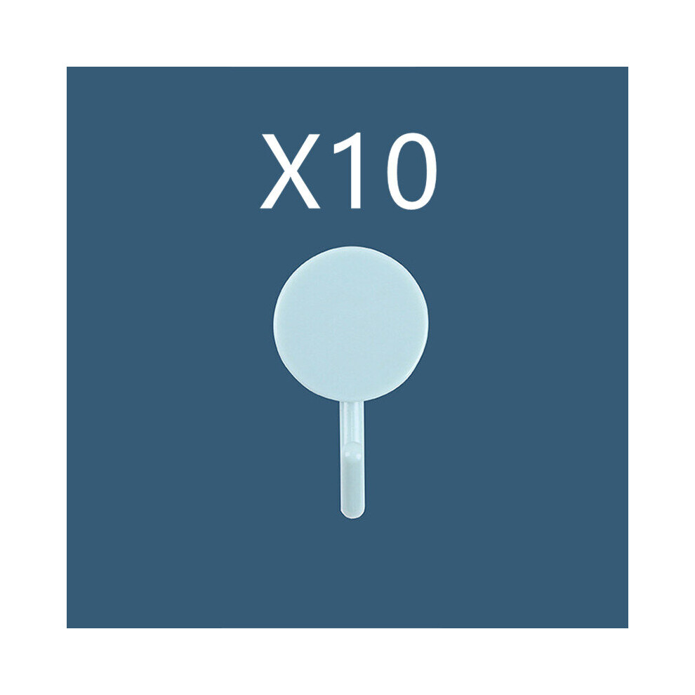 (a-Light blue) 10PCS Self-adhesive Wall Hook Strong Drill-free Coat Bag Bathroom Door Kitchen Towel Rack Hook Household Storage Accessories-image-OPC-PCBZB9V-NEW