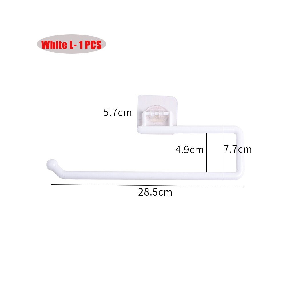 (a-White - L - 1 PCS) Wall Hanging Roll Paper Holder Bathroom Towel Toiet Paper Hanger Rack Punching-free Cabinet Door Organizer Stannd Tissue Shelf-image-OPC-PCBZBKZ-NEW