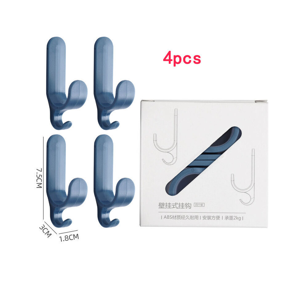 (a-4pcs blue) 4pcs Household Towel Plastic Hook Self-adhesive Wall Hanging Hanger Hat Rack Key Rack Scarf Rack Wall Storage Rack Behind Door-image-OPC-PCBZBMY-NEW