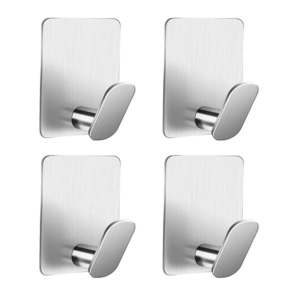 (a-Silver) Pack of 4 Wall Mounted Hanger Self-adhesive Hanging Coat Clothes Towel Holder Home Dining Bar Hotel Punch Free Hook Black-image-OPC-PCBZBNJ-NEW