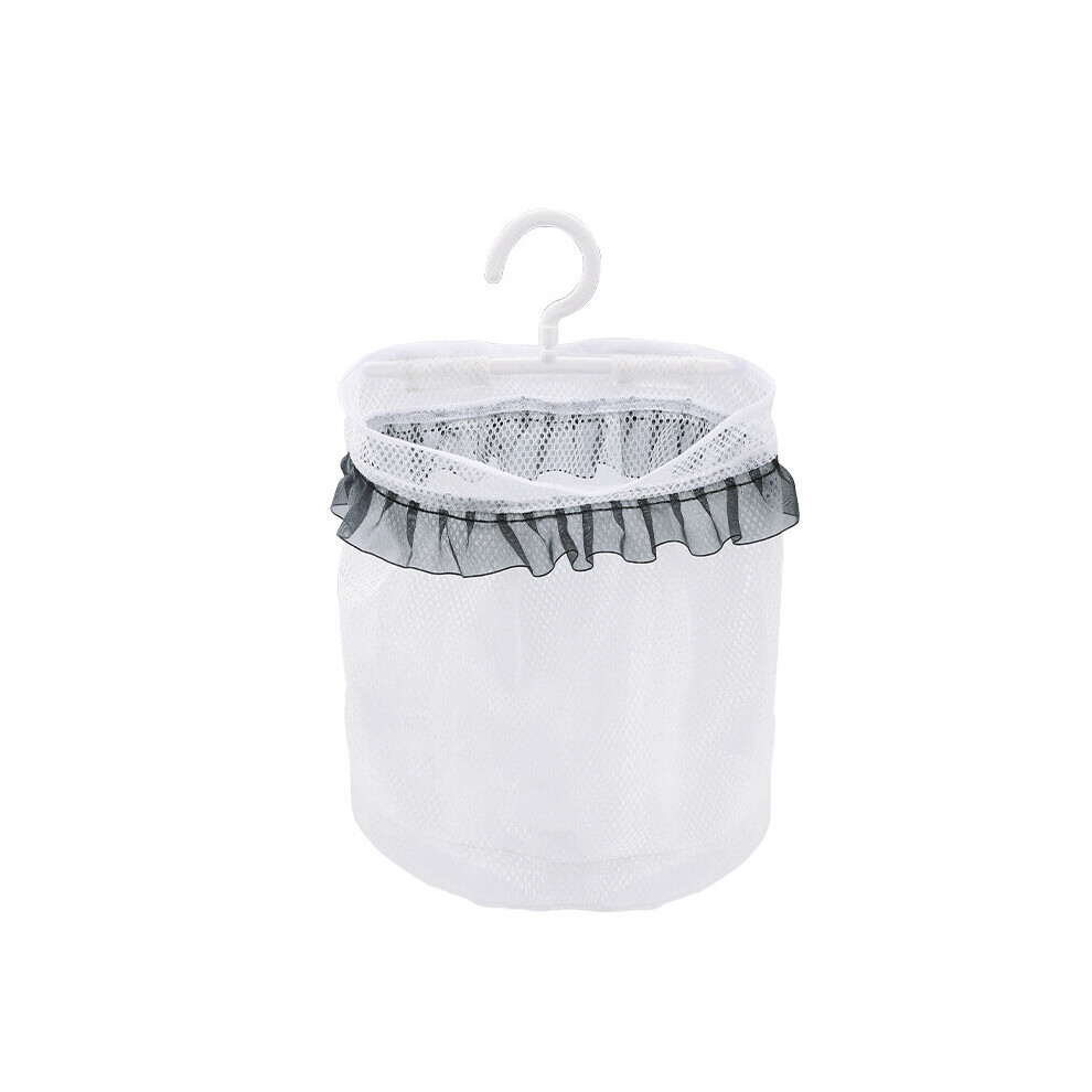 (a-With lace) Wall Hanging Laundry Storage Net Dirty Clothes Sundries Foldable Organizer Basket Bathroom Storage Bag Fruits Vegetable Mesh Bag