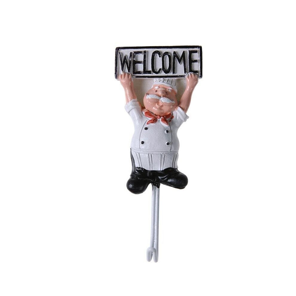(a-D) Cartoon Chef Shape Hook Wall Key Holder Powerful Adhesive Wall Door Clothes Coat Hat Towel Hangers Kitchen Bathroom Decoration-image-OPC-PCBZDCQ-NEW