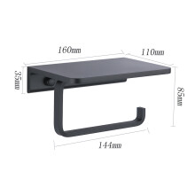 (a-Black paper holder) Bathroom Toilet Towel Paper Holder Phone Holder Wall Mount WC Rolhouder Paper Holder With Shelf Towel Rack Tissue Boxes Black