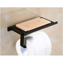 (a-style 1 black) Toilet Paper Holder Sanitary Paper Roll Holder Paper Towel Holder SUS 304 Mobile Phone Holder Bathroom Multi-function Shelves