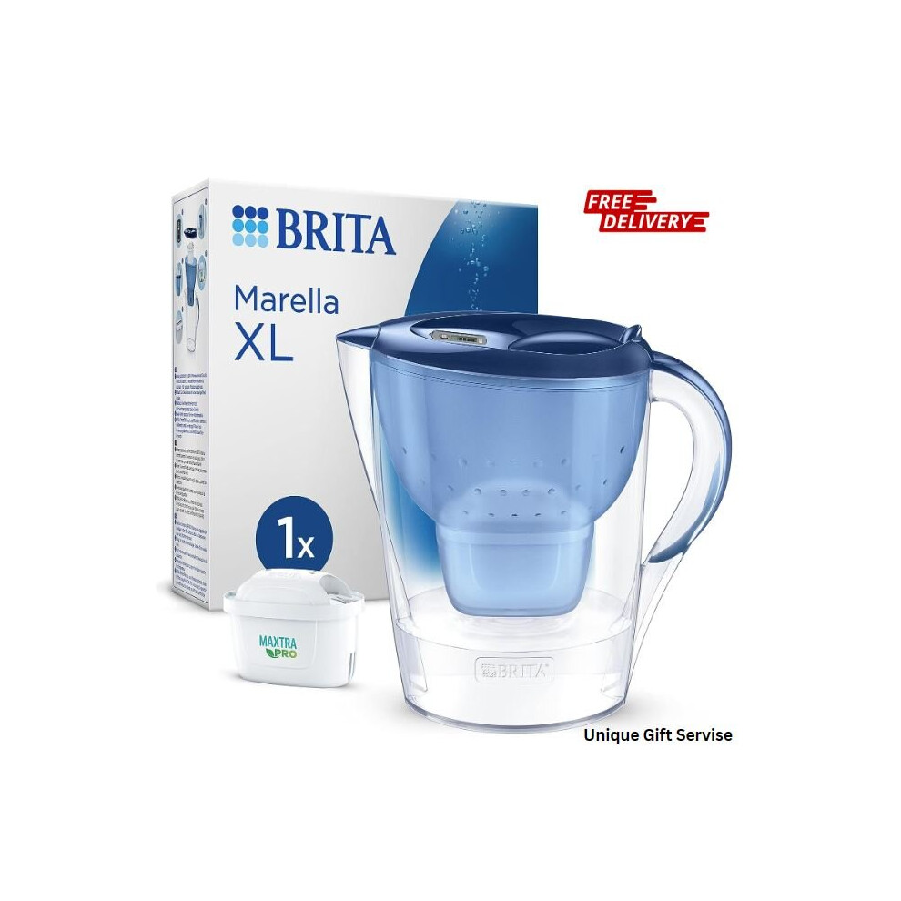 (Marella XL Water Filter Jug Blue (3.5L) incl. 1x MAXTRA PRO All-in-1 cartridge - large-volume jug with digital LTI and F) Digital Water Filter Jug Bl