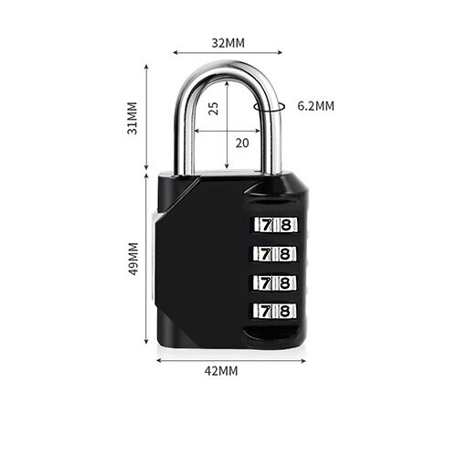(Black) Combination Padlock丨4 Digit Combination Locker Padlock 1
