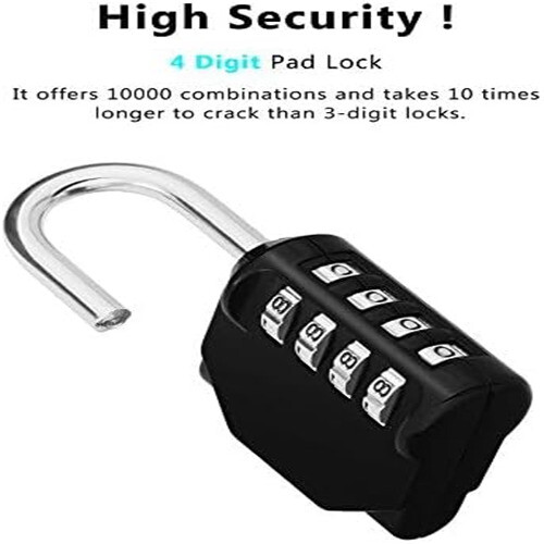 (Black) Combination Padlock丨4 Digit Combination Locker Padlock 2