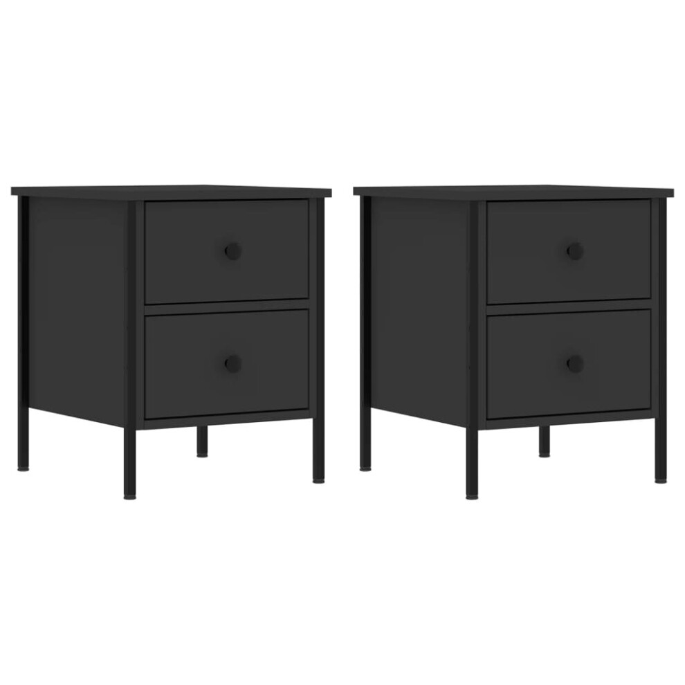 (black) vidaXL Bedside Cabinets Nightstand Bed Table 2 pcs Smoked Oak Engineered Wood