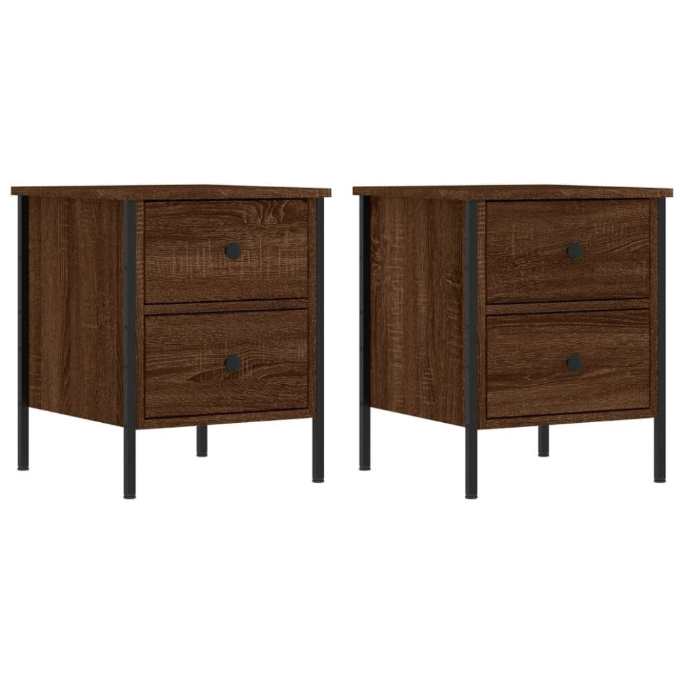 (brown oak) vidaXL Bedside Cabinets Nightstand Bed Table 2 pcs Smoked Oak Engineered Wood