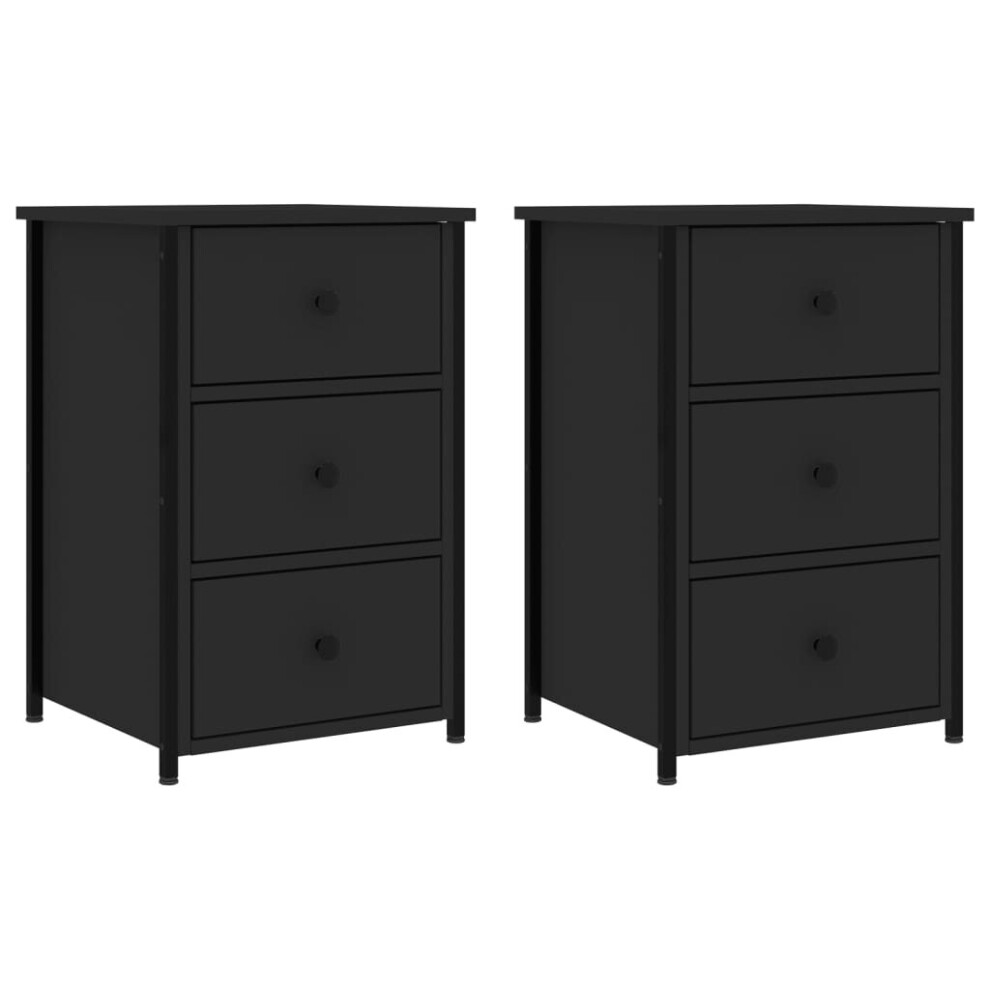 (black) vidaXL Bedside Cabinets Nightstand Bed Table 2 Pcs Sonoma Oak Engineered Wood